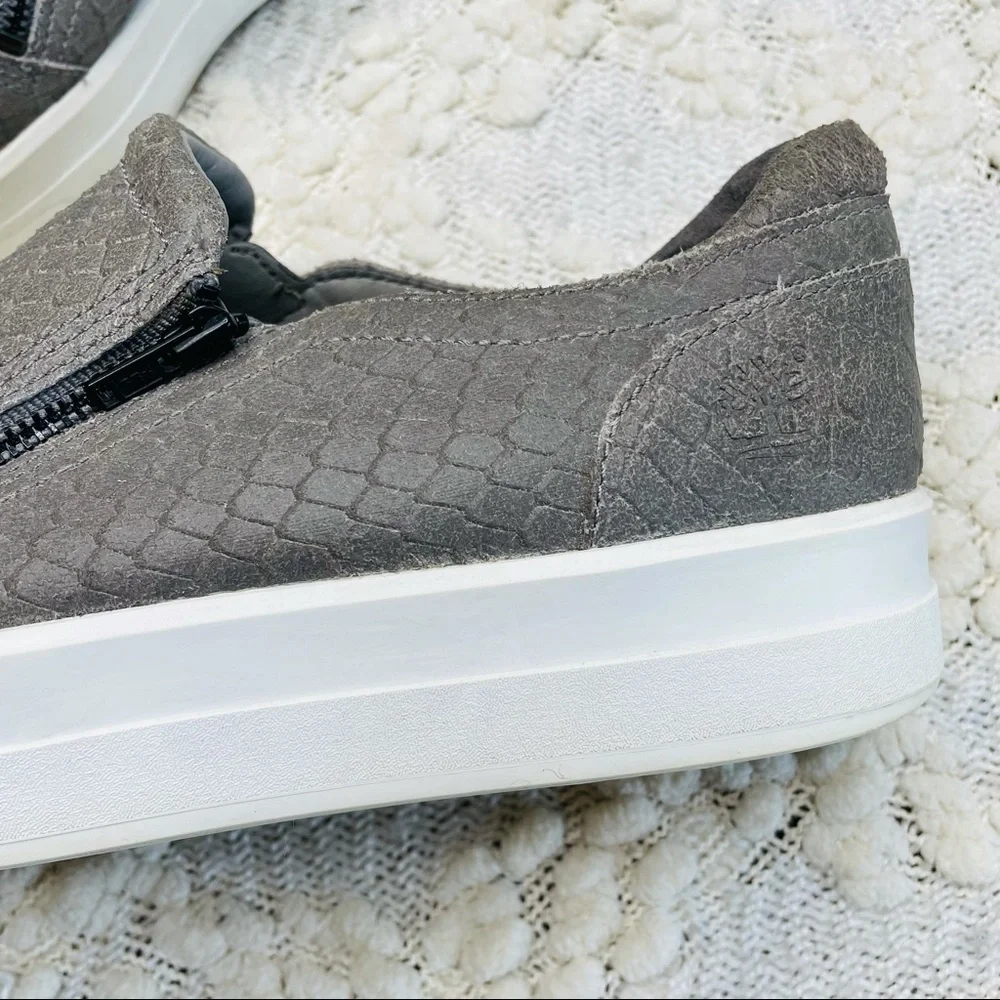 Timberland Sneakers Women's Size Slip On Gray Leather‎ Platform